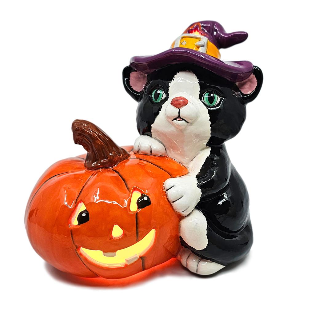 Cat with Jack-O-Lantern
