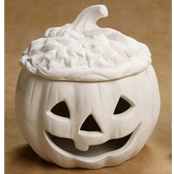 Pumpkin with cut-out and leaf lid